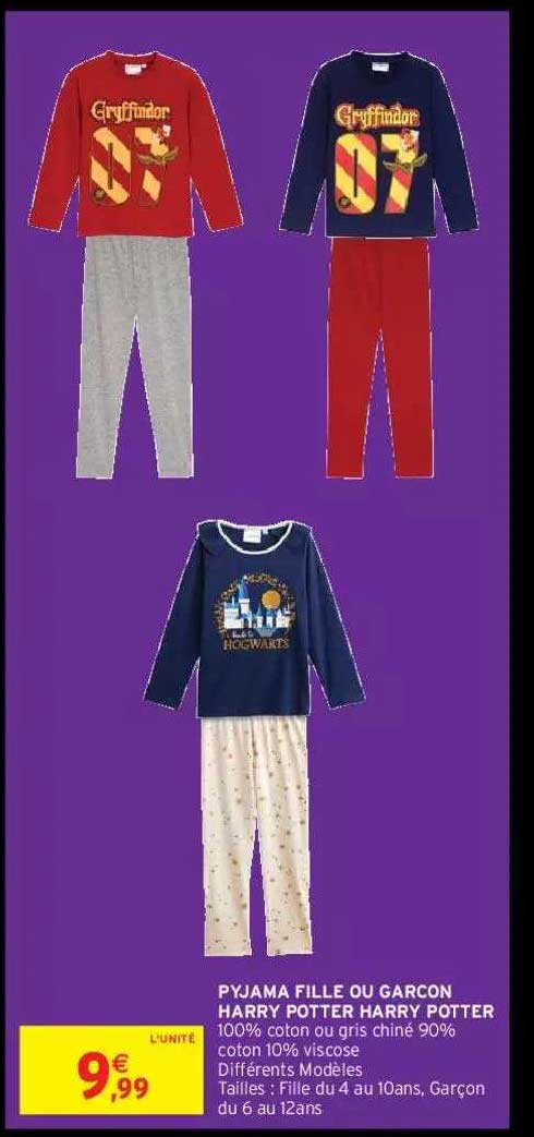 pyjama fille ou garçon harry potter