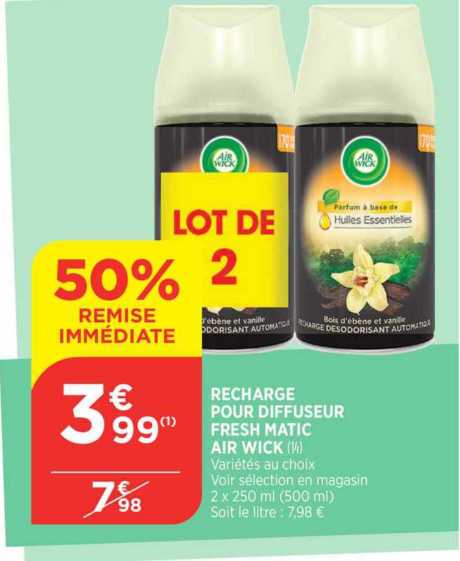 recharge pour diffuseur fresh matic air wick