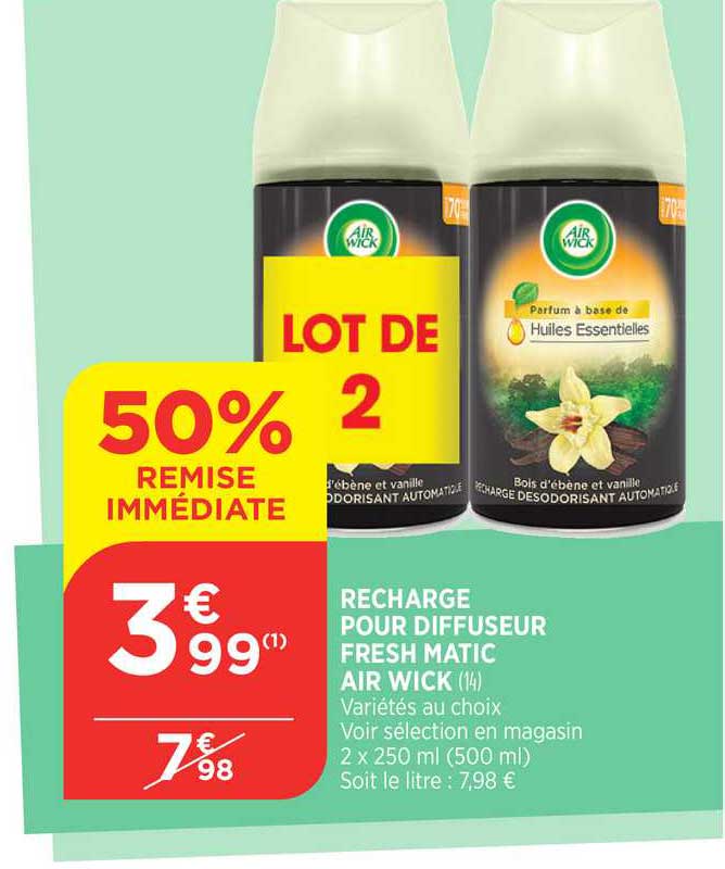 recharge pour diffuseur fresh matic air wick