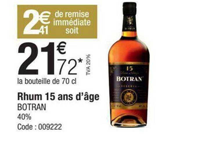 rhum 15 ans d'âge botran