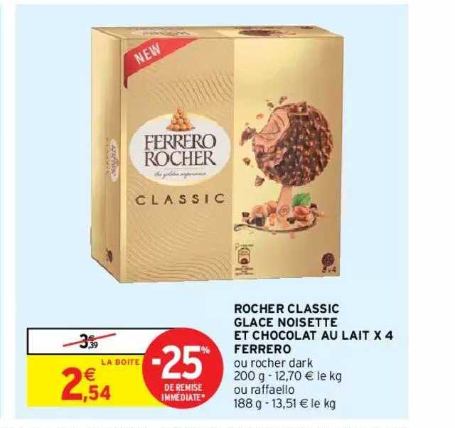 Rocher Classic Glace Noisette Et Chocolat Au Lait X4 Ferrero