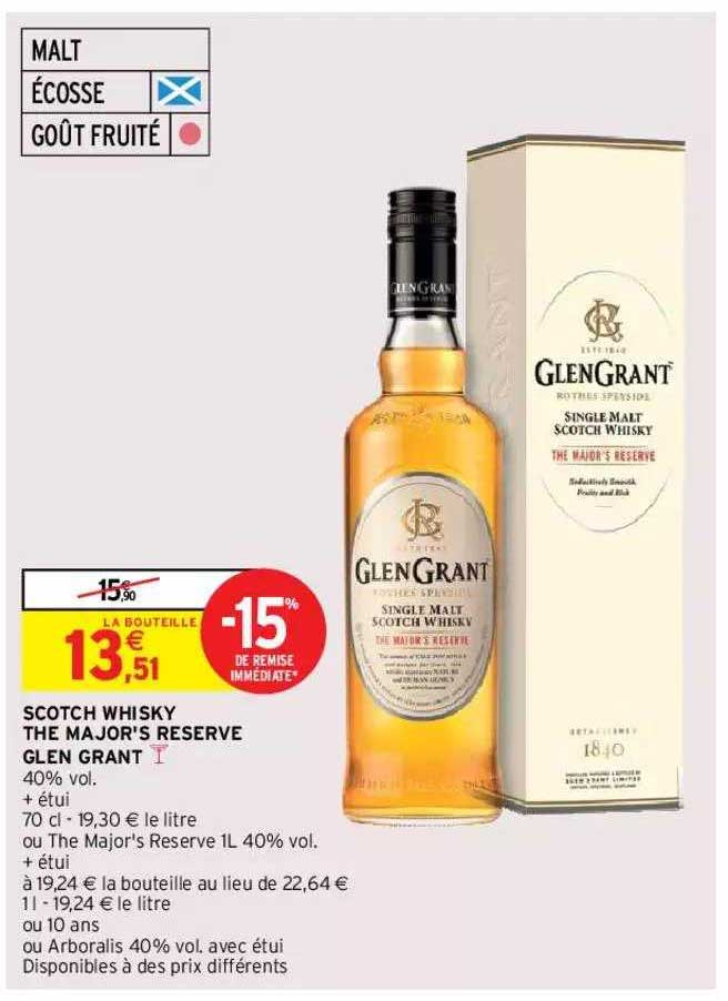 scotch whisky the major's reserve glen grant