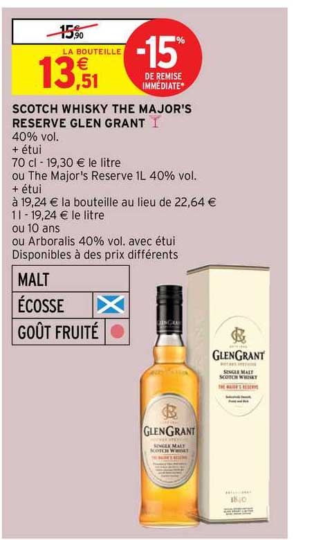 scotch whisky the major's reserve glen grant