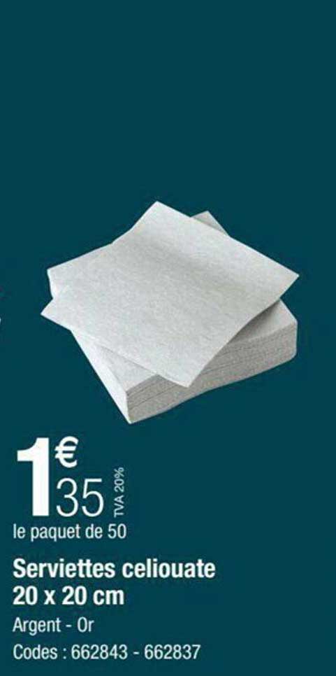 Serviettes Celiouate 20 X 20 Cm