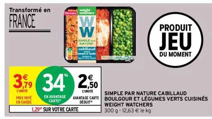 Simple Par Nature Cabillaud Boulgour Et Légumes Verts Cuisinés Weight Watchers