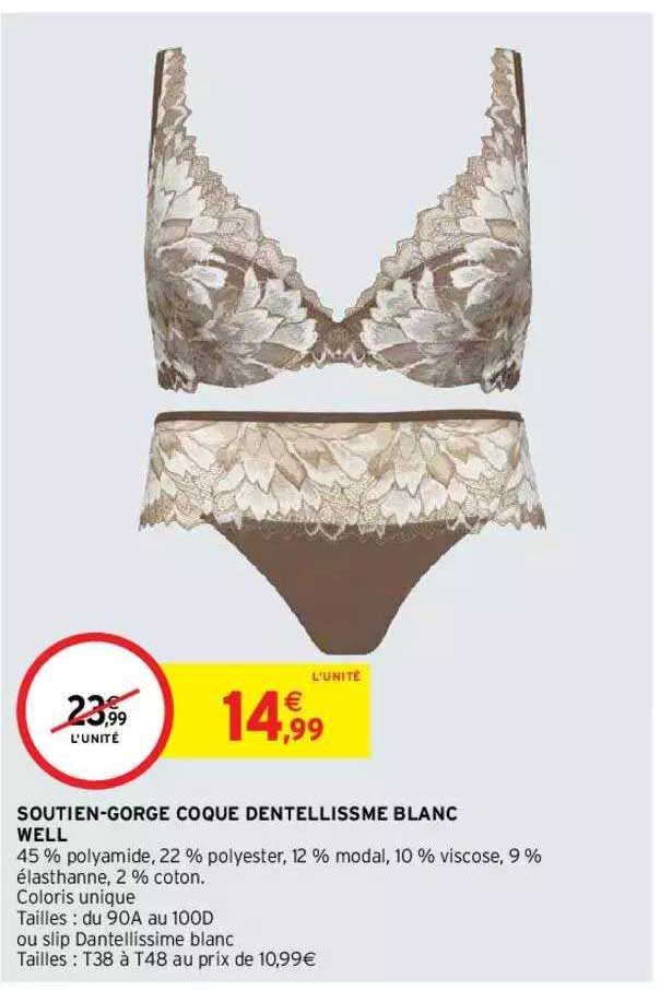 soutien-gorge coque dentellissme blanc well