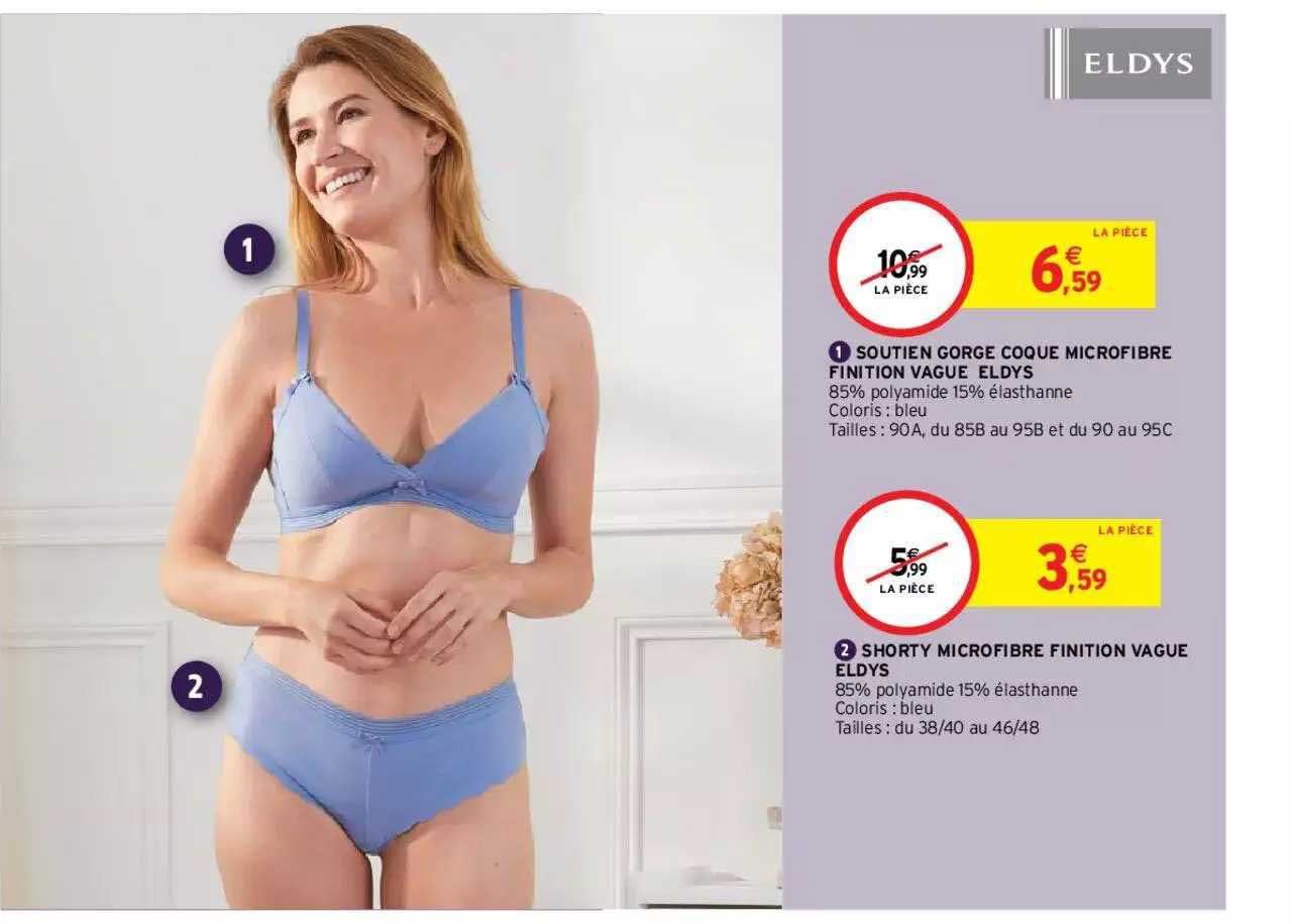 soutien gorger coque microfibre fini vague eldys, shorty microfibre finition vague eldys