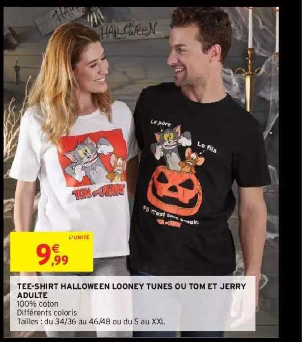 tee-shirt halloween looney tunes ou tom et jerry adulte