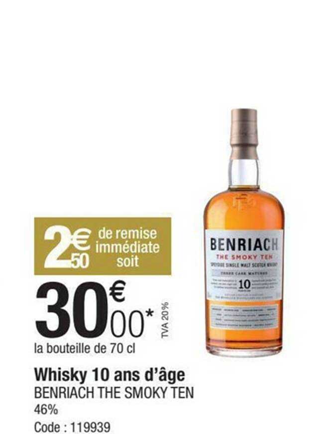 whisky 10 ans d'âge benriach the smoky ten