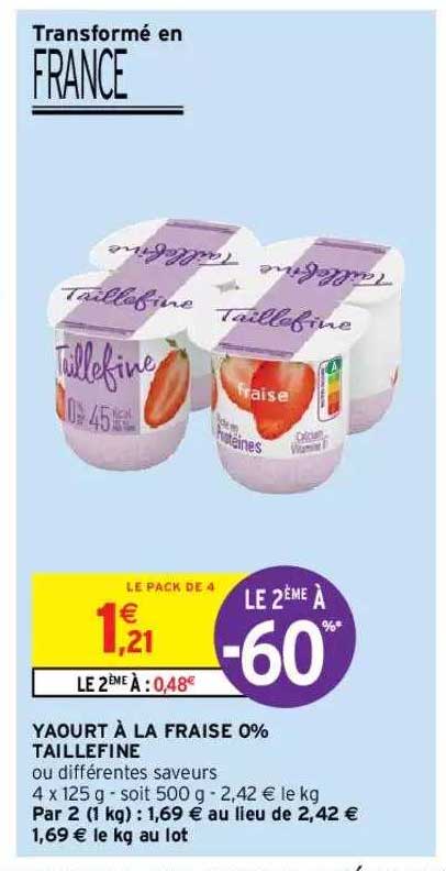 yaourt à la fraise 0% taillefine