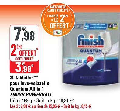 35 tablettes pour lave-vaisselle quantum all in 1 finish powerball