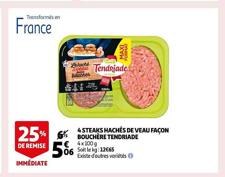 4 steaks hachés de veau façon bouchère tendriade