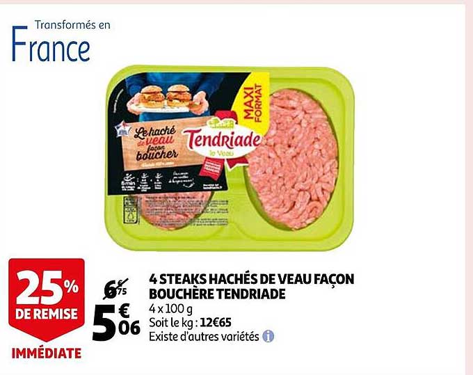 4 steaks hachés de veau façon bouchère tendriade