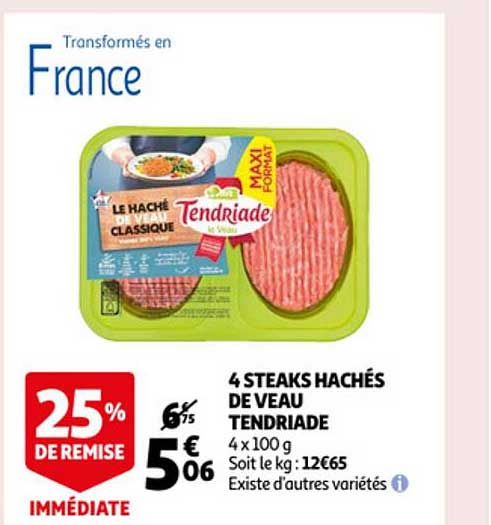 4 Steaks Hachés De Veau Tendriade