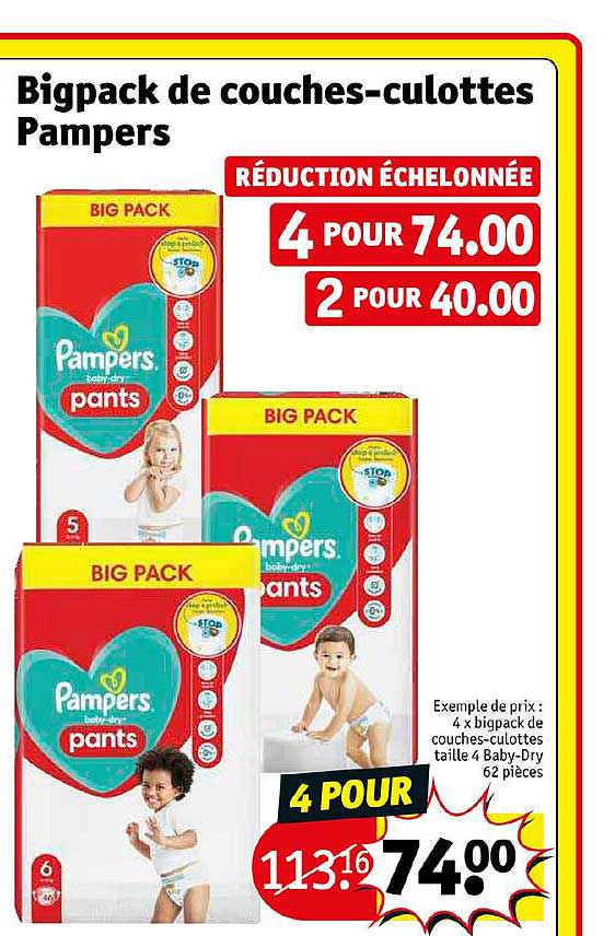 bigpacks de couches-culottes pampers
