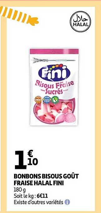 Bonbons Bisous Goût Fraise Halal Fini