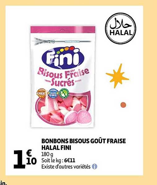 bonbons bisous goût fraise halal fini