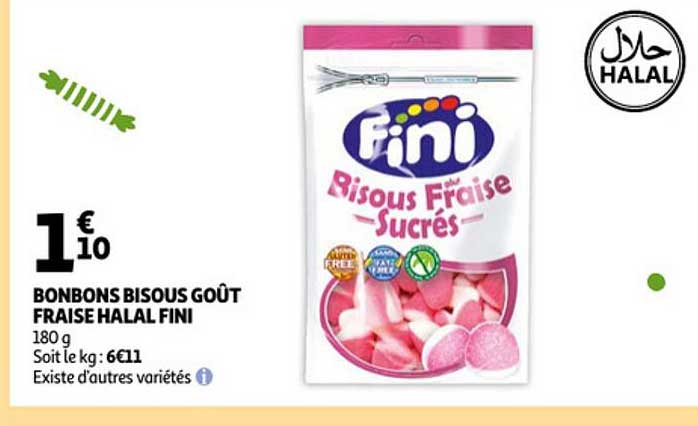 bonbons bisous goût fraise halal fini