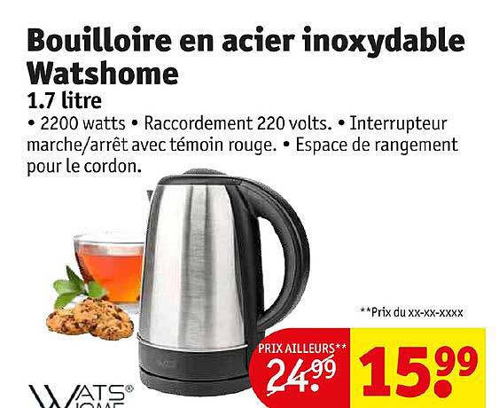 bouilloire en acier inoxydable wats home
