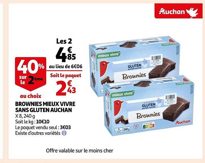 brownies mieux vivre sans gluten auchan