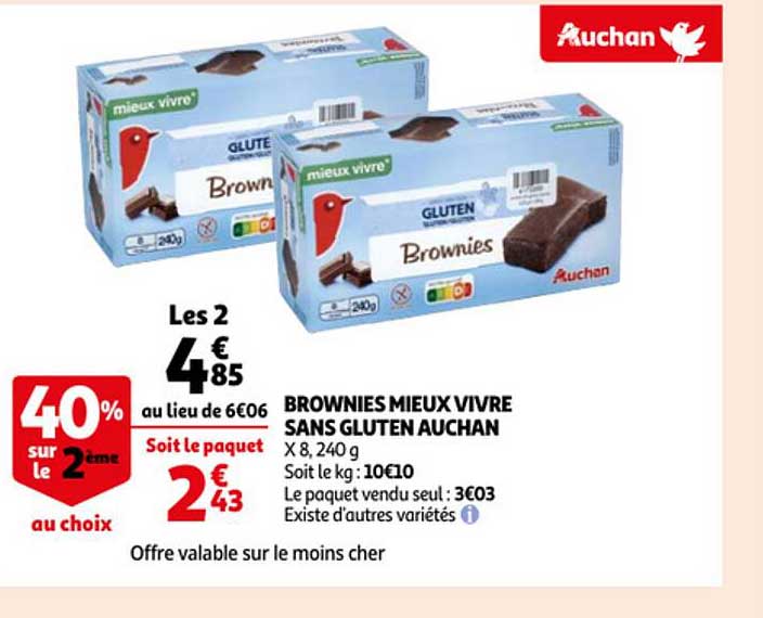 brownies mieux vivre sans gluten auchan