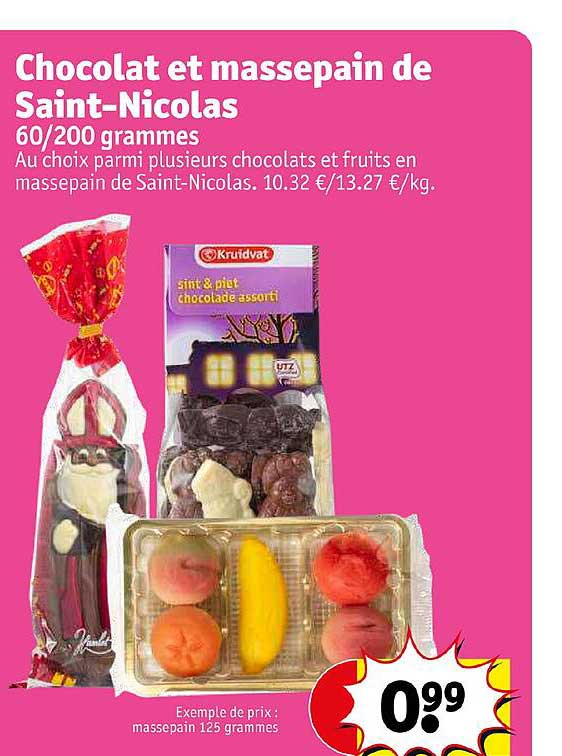 chocolat et massepain de saint-nicolas