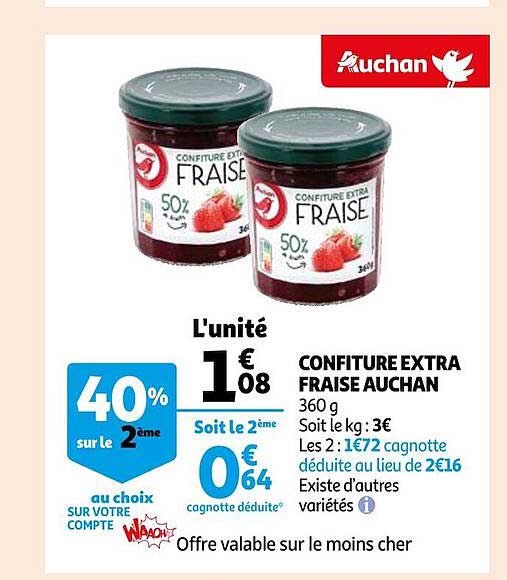 Confiture Extra Fraise Auchan