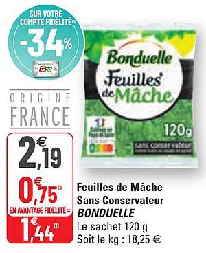 feuilles de mâches sans conservateur bonduelle