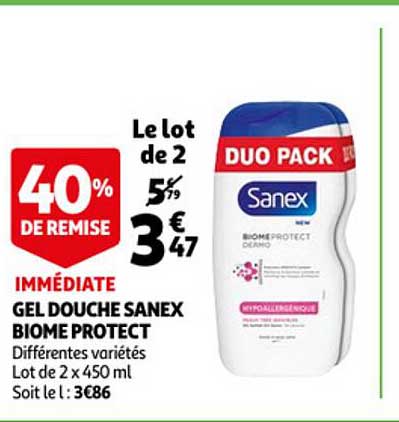 gel douche sanex biome protect