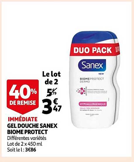 gel douche sanex biome protect
