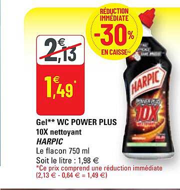 gel wc power plus 10x nettoyant harpic