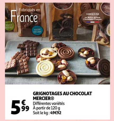 grignotages au chocolat mercier