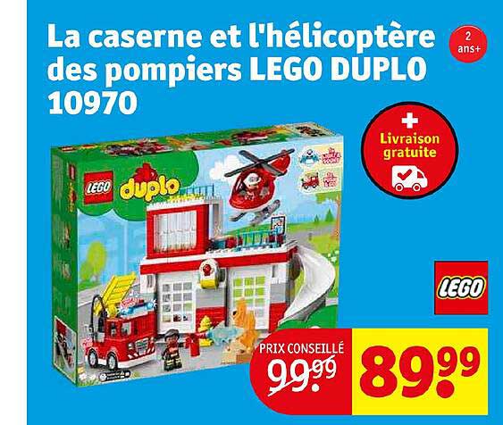 la caserne et l'hélicoptère des pompier lego duplo 10970