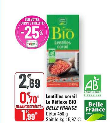 lentilles corail le réflexe bio belle france