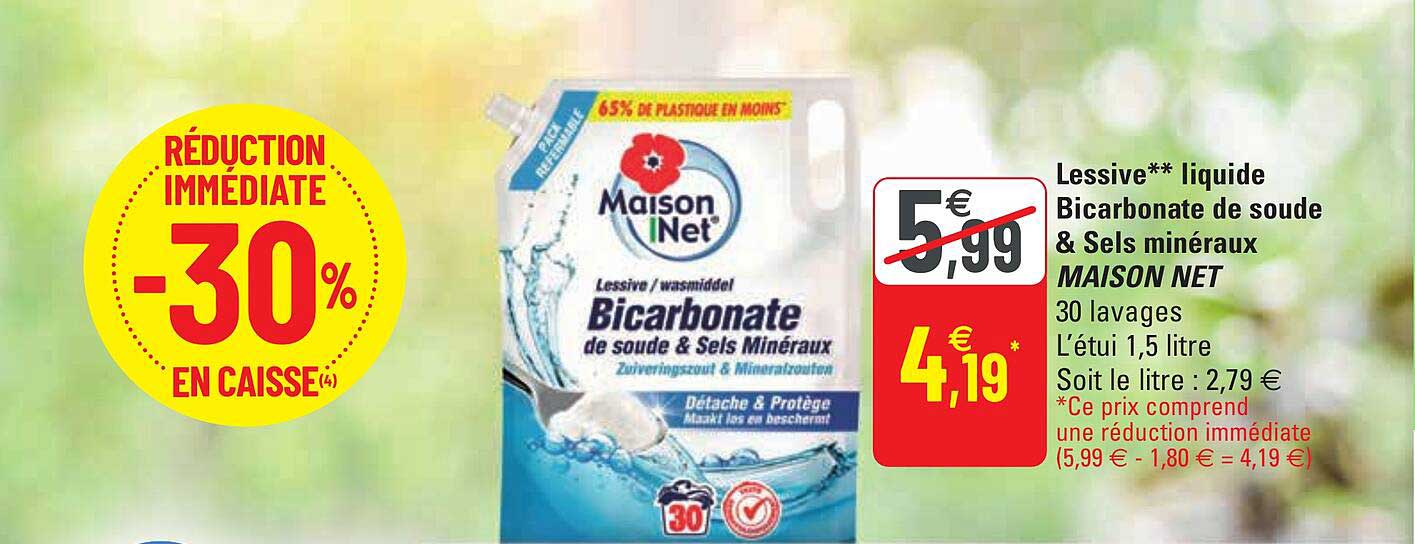 lessive liquide bicarbonate de soude & sels minéraux maison net