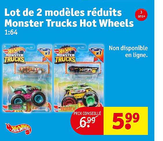 lot de 2 modèles réduits monster trucks hot wheels
