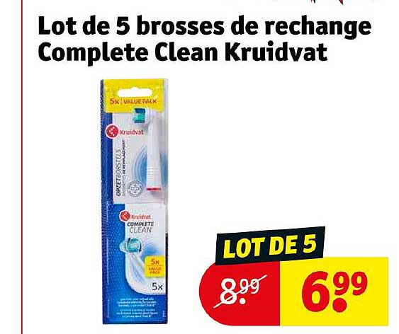 lot de 5 brosses de rechange complète clean krudvat