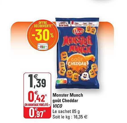 Monster Munch Goût Cheddar Vico