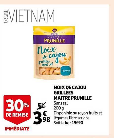 noix de cajou grillées maître prunille