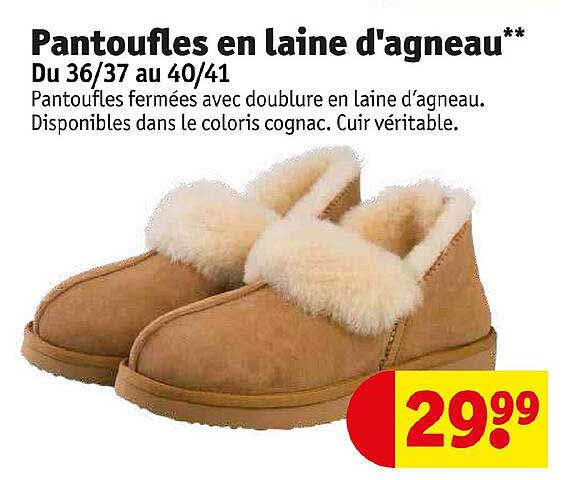 pantoufles en laine d'agneau