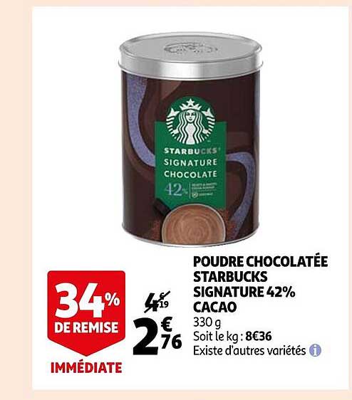 poudre chocolatée starbucks signature 42% cacao