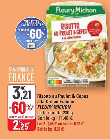 risotto au poulet & cèpes à la crème fraîche fleury michon