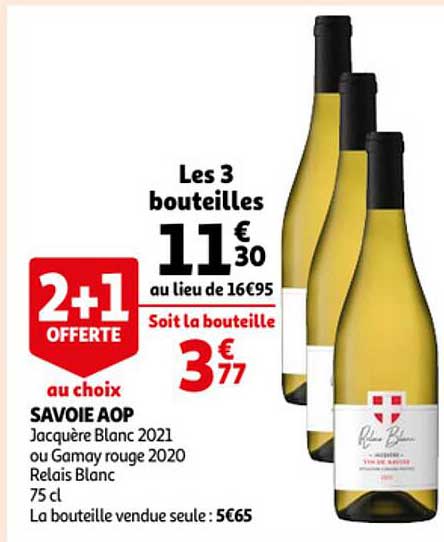 savoie aop jacquère blanc 2021 ou gamay rouge 2020 relais blanc