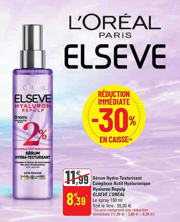 sérum hydra-texturisant complexe actif hyaluronique hyaluron repulp elseve l'oréal