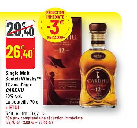 single malt scotch whisky 12 ans d'âge cardhu