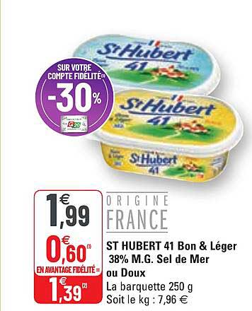 st hubert 41 bon & léger 38% m.g. sel de mer ou doux