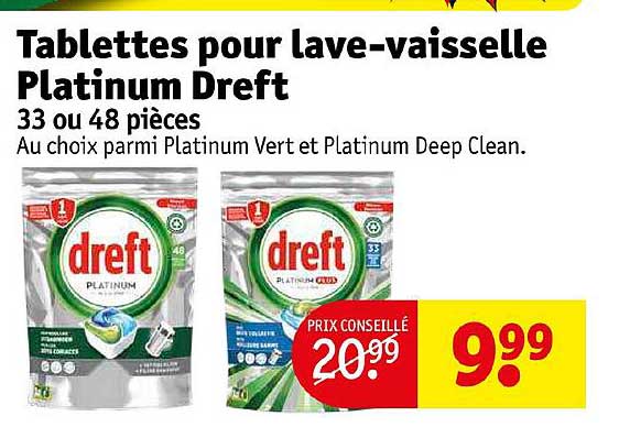 tablettes pour lave-vaisselle platinum dreft