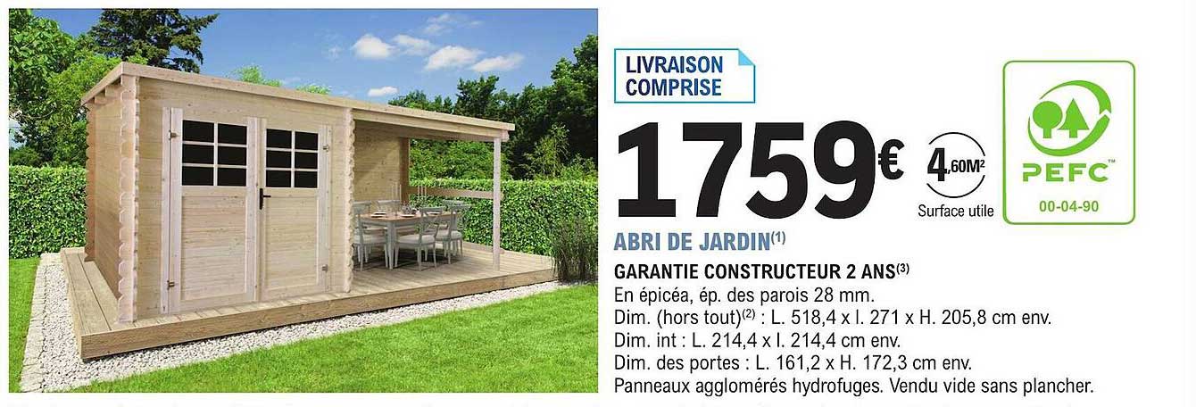 abri de jardin garantie constructeur 2 ans