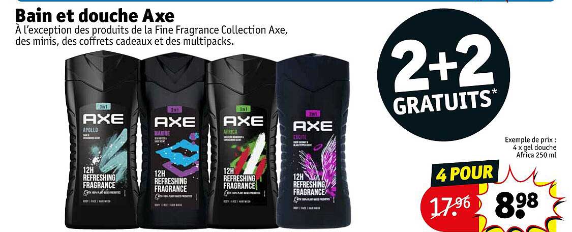 bain et douche axe 2+2 gratuits