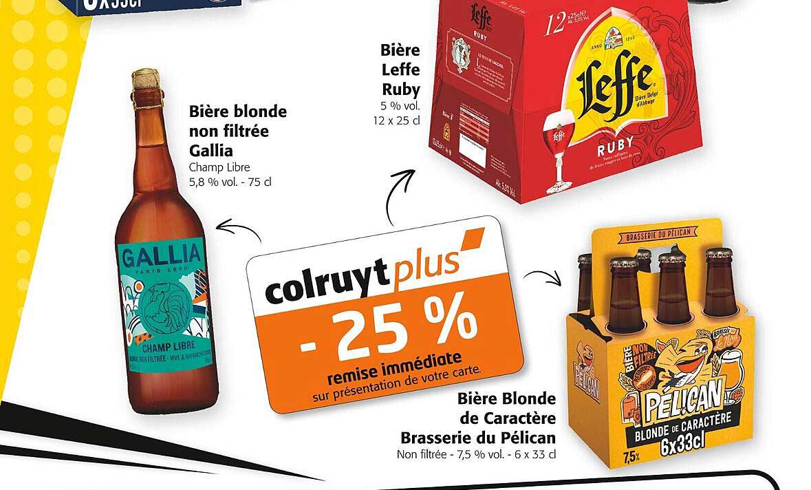 bière blonde non filtrée gallia, bière leffe ruby, bière blonde de caractère brasserie du pélican